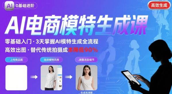 AI模特进阶课程，0基础高效生成逼真电商模特图-大鱼聊项目