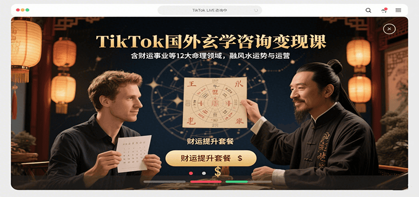 TikTok国外玄学咨询变现课，含财运事业等12大命理领域，融风水运势与运营-大鱼聊项目