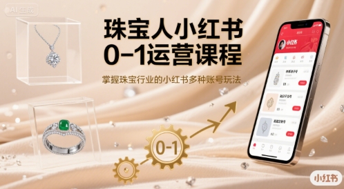 珠宝人小红书0-1运营课程，掌握珠宝行业的小红书多种账号玩法-大鱼聊项目