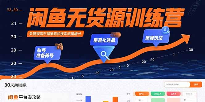 闲鱼无货源训练营：账号准备养号/垂直化选品/黑搜玩法，0基础30天盈利指南-大鱼聊项目