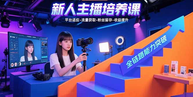 新人主播培养课：平台适应-流量获取-粉丝留存-收益提升 全链路能力突破-大鱼聊项目