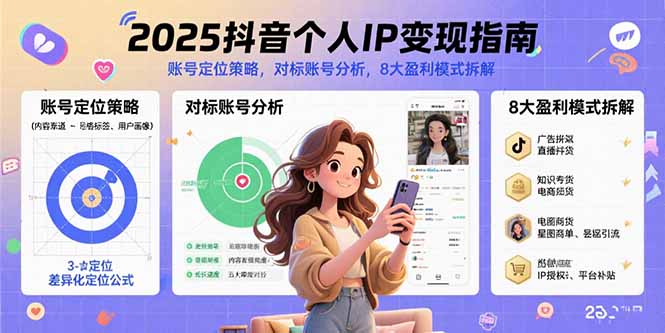 2025抖音个人IP变现指南，账号定位策略，对标账号分析，8大盈利模式拆解-大鱼聊项目