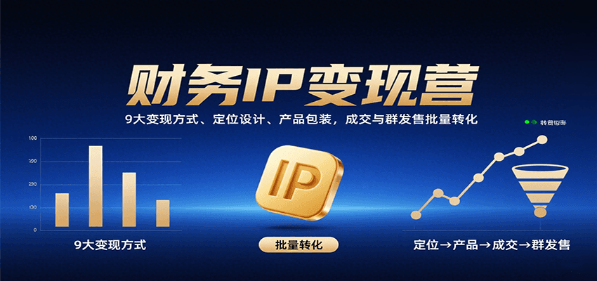 财务IP变现营：9大变现方式、定位设计、产品包装，成交与群发售批量转化-大鱼聊项目