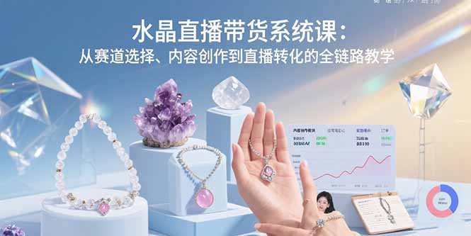 水晶直播带货系统课：从赛道选择、内容创作到直播转化的全链路教学-大鱼聊项目