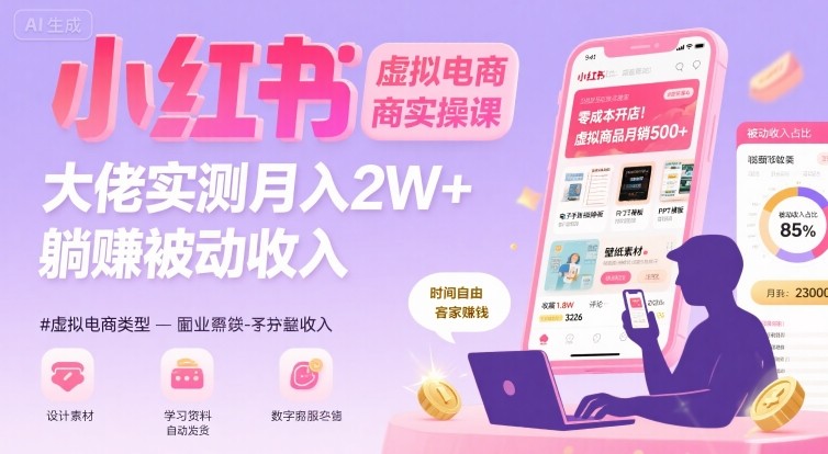 小红书虚拟电商，大佬实测月入2W+，实现被动收入-大鱼聊项目