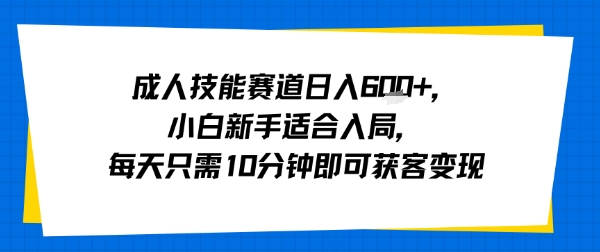 成人技能赛道日入多张，小白新手适合入局，每天只需10分钟即可获客变现-大鱼聊项目